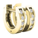 0.07 Carat (ctw) 14K Yellow Gold Round White Diamond Ladies Huggies Hoop Earrings