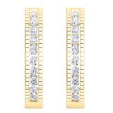 0.30 Carat (ctw) 14K Yellow Gold Round White Diamond Ladies Huggies Hoop Earrings 1/3 CT