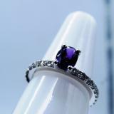 14K White Gold 7X5 MM Oval Amethyst & Round White Diamond Ladies Bridal Engagement Ring