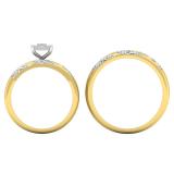 0.40 Carat (ctw) 14K Yellow Gold Round Diamond Men & Women's Engagement Ring Trio Bridal Set