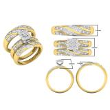 0.40 Carat (ctw) 14K Yellow Gold Round Diamond Men & Women's Engagement Ring Trio Bridal Set