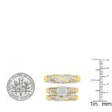 0.40 Carat (ctw) 14K Yellow Gold Round Diamond Men & Women's Engagement Ring Trio Bridal Set