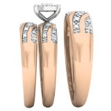 0.40 Carat (ctw) 18K Rose Gold Round Diamond Men & Women's Engagement Ring Trio Bridal Set