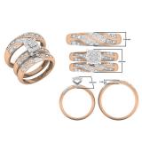 0.40 Carat (ctw) 18K Rose Gold Round Diamond Men & Women's Engagement Ring Trio Bridal Set