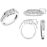 1.50 Carat (ctw) 14K White Gold Princess & Round Diamond Ladies 3 Stone Engagement Ring 1 1/2 CT