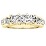 1.50 Carat (ctw) 14K Yellow Gold Princess & Round Diamond Ladies 3 Stone Engagement Ring 1 1/2 CT