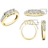 1.50 Carat (ctw) 14K Yellow Gold Princess & Round Diamond Ladies 3 Stone Engagement Ring 1 1/2 CT