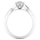 0.30 Carat (ctw) Sterling Silver Round White Diamond Ladies Bypass Style Engagement Ring 1/3 CT