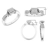 0.30 Carat (ctw) Sterling Silver Round White Diamond Ladies Bypass Style Engagement Ring 1/3 CT