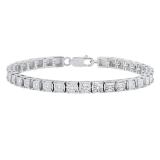 0.45 Carat (ctw) Sterling Silver Round White Diamond Ladies Tennis Bracelet 1/2 CT