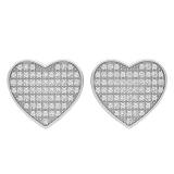 0.25 Carat (ctw) Platinum Plated Sterling Silver Round Diamond Heart Stud Earrings 1/4 CT