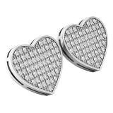0.25 Carat (ctw) Platinum Plated Sterling Silver Round Diamond Heart Stud Earrings 1/4 CT
