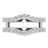 14K White Gold Round Cubic Zirconia Ladies Wedding Enhancer Guard Double Ring