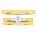 0.10 Carat (ctw) 14K Yellow Gold Round Diamond Men & Women's Cluster Ring Trio Set 1/10 CT