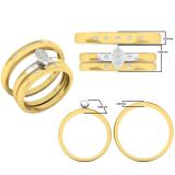 0.10 Carat (ctw) 14K Yellow Gold Round Diamond Men & Women's Cluster Ring Trio Set 1/10 CT
