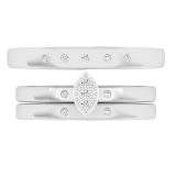0.10 Carat (ctw) 18K White Gold Round Diamond Men & Women's Cluster Ring Trio Set 1/10 CT
