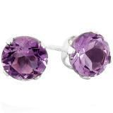 Dazzlingrock Collection Sterling Silver Each 6.1 MM Round Amethyst Stud Earrings