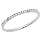0.10 Carat (ctw) 10K White Gold Round White Diamond Ladies Wedding Stackable Band 1/10 CT