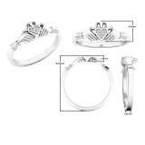 0.02 Carat (ctw) 10K White Gold Round White Diamond Ladies Bridal Heart Promise Ring