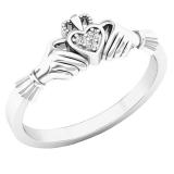 0.02 Carat (ctw) 14K White Gold Round White Diamond Ladies Bridal Heart Promise Ring