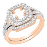 0.80 Carat (ctw) 18K Rose Gold Round Diamond Ladies Semi Mount Ring Set 3/4 CT (No Center Stone)
