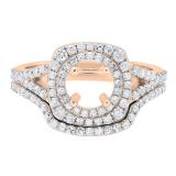 0.80 Carat (ctw) 18K Rose Gold Round Diamond Ladies Semi Mount Ring Set 3/4 CT (No Center Stone)