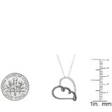 0.33 Carat (ctw) Black Plated Sterling Silver Black & White Diamonds Heart Ladies Pendant 1/3 CT