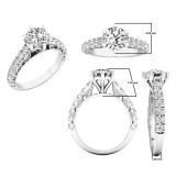 2.68 Carat (ctw) Sterling Silver Round Cubic Zirconia CZ Ladies Engagement Ring