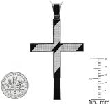 1.35 Carat (ctw) Black Rhodium Plated Sterling Silver Round Diamond Mens Religious Cross Pendant
