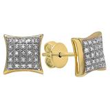 0.20 Carat (ctw) 18K Yellow Gold Plated Silver Round Diamond Men's Hip Hop Stud Earrings 1/5 CT