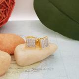 0.20 Carat (ctw) 18K Yellow Gold Plated Silver Round Diamond Men's Hip Hop Stud Earrings 1/5 CT