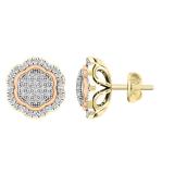 0.35 Carat (ctw) 18K Yellow Gold Round White Diamond Ladies Cluster Flower Earrings 1/3 CT