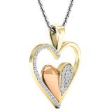 0.20 Carat (ctw) 10K Yellow Gold Round Diamond Ladies Heart Pendant 1/5 CT (Silver Chain Included)
