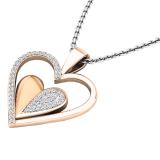 0.20 Carat (ctw) 14K Rose Gold Round Diamond Ladies Heart Pendant 1/5 CT (Silver Chain Included)