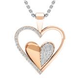0.20 Carat (ctw) 18K Rose Gold Round Diamond Ladies Heart Pendant 1/5 CT (Silver Chain Included)