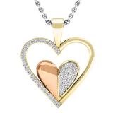 0.20 Carat (ctw) 18K Yellow Gold Round Diamond Ladies Heart Pendant 1/5 CT (Silver Chain Included)