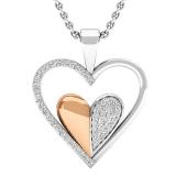 0.20 Carat (ctw) 14K White Gold Round Diamond Ladies Heart Pendant 1/5 CT (Gold Chain Included)