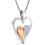 0.20 Carat (ctw) 14K White Gold Round Diamond Ladies Heart Pendant 1/5 CT (Gold Chain Included)