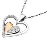 0.20 Carat (ctw) 14K White Gold Round Diamond Ladies Heart Pendant 1/5 CT (Gold Chain Included)