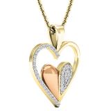 0.20 Carat (ctw) 14K Yellow Gold Round Diamond Ladies Heart Pendant 1/5 CT (Gold Chain Included)