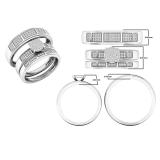 0.35 Carat (ctw) 10K White Gold Round White Diamond Men & Women's Cluster Bridal Trio Set 1/3 CT