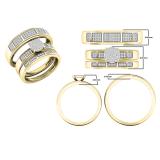 0.35 Carat (ctw) 10K Yellow Gold Round White Diamond Men & Women's Cluster Bridal Trio Set 1/3 CT