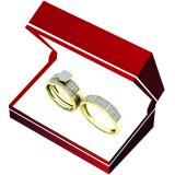 0.35 Carat (ctw) 14K Yellow Gold Round White Diamond Men & Women's Cluster Bridal Trio Set 1/3 CT