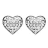 0.10 Carat (ctw) Sterling Silver Round Diamond Heart Mens Hip Hop Stud Earrings 1/10 CT