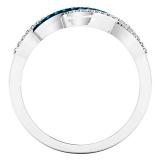 0.27 Carat (ctw) 18K White Gold Round Blue & White Diamond Ladies Right Hand Ring 1/4 CT