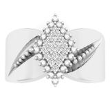 0.15 Carat (ctw) 10K White Gold Round White Diamond Ladies Right Hand Cluster Ring