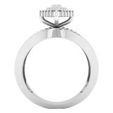 0.15 Carat (ctw) 10K White Gold Round White Diamond Ladies Right Hand Cluster Ring