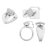 0.15 Carat (ctw) 10K White Gold Round White Diamond Ladies Right Hand Cluster Ring