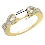 0.23 Carat (ctw) 10K Yellow Gold Round White Diamond Ladies Wedding Band Enhancer Guard Ring 1/4 CT