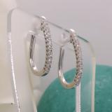 0.23 Carat (ctw) 18K White Gold Round White Diamond Ladies Huggies Hoop Earrings 1/4 CT